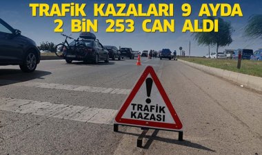 Trafik kazaları 9 ayda 2 bin 253 can aldı