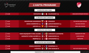 Trendyol Süper Lig'de 1. ve 2. Haftanın  müsabaka programı açıklandı