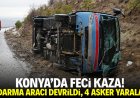 Konya'da feci kaza! Jandarma aracı devrildi, 4 asker yaralandı