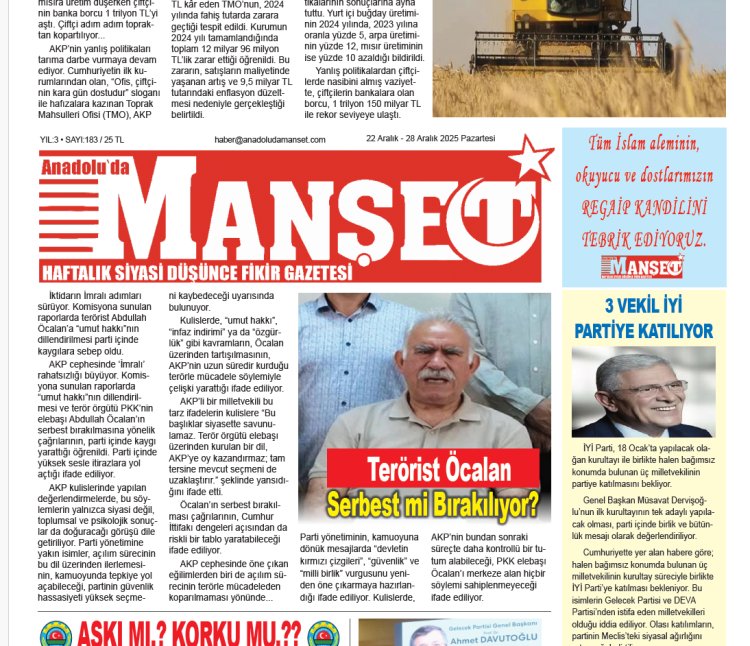 183. Sayı Manşet Gazetesi