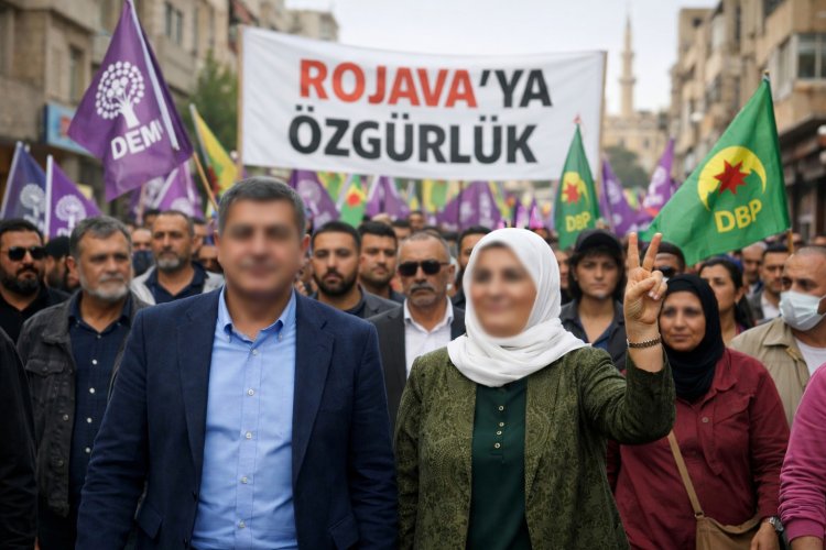 DEM Parti’den Nusaybin’de Rojava Protestosu: Yürüyüşe Yoğun Katılım